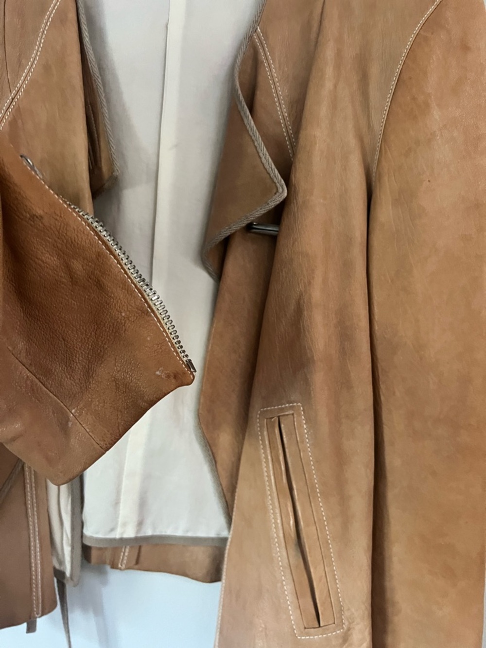 Plein Sud Cognac Leather Draped Jacket - Picture 7 of 9